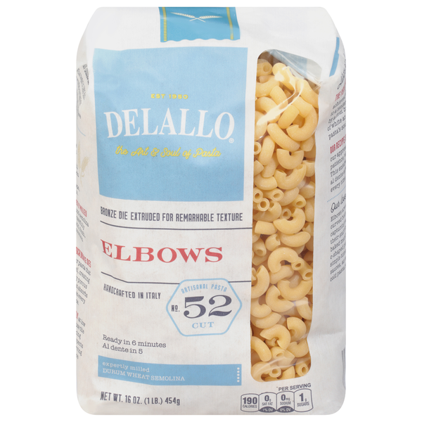 Dry Pasta DeLallo Elbows, No. 52 Cut hero