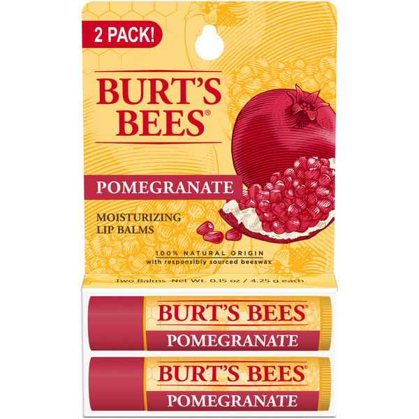 Lip Care Burt's Bees 100% Natural Moisturizing Lip Balm, Pomegranate with Beeswax and Fruit Extracts hero