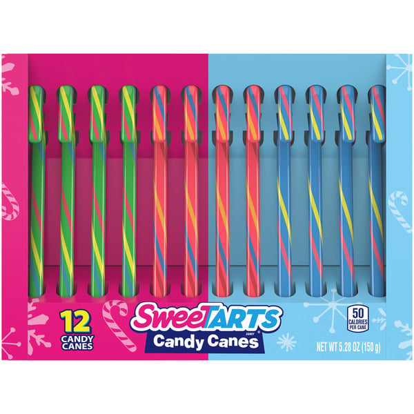 Candy & Chocolate SweeTARTS Candy Canes, Tangy, Blue Punch, Green Apple, Cherry, Box hero