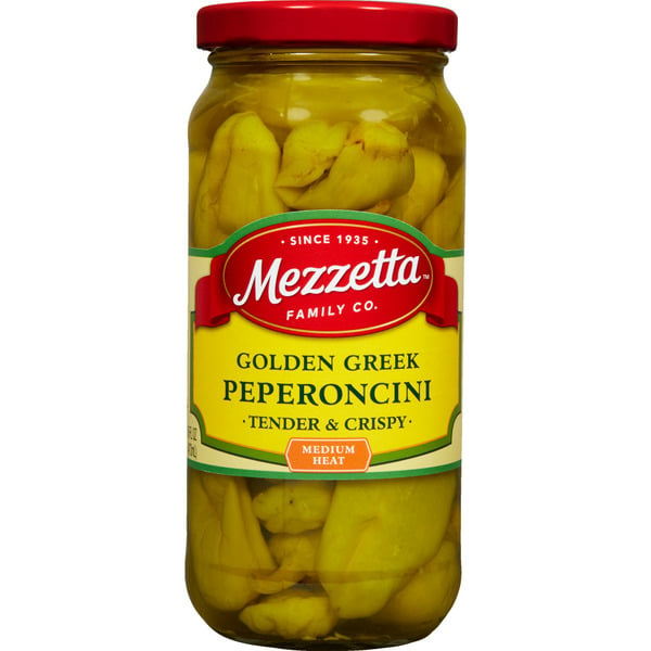 Pickles, Peppers & Olives Mezzetta Golden Greek Peperoncini hero