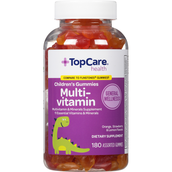 Vitamins & Supplements TopCare Multi-Vitamin, Children's, Gummies, Orange, Strawberry & Lemon Flavors hero