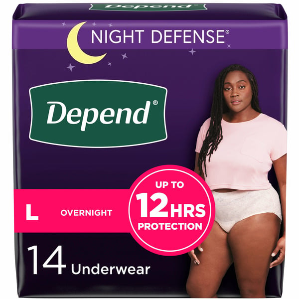 Apparel Depend Night Defense Women's Adult Postpartum Incontinence Underwear, L hero