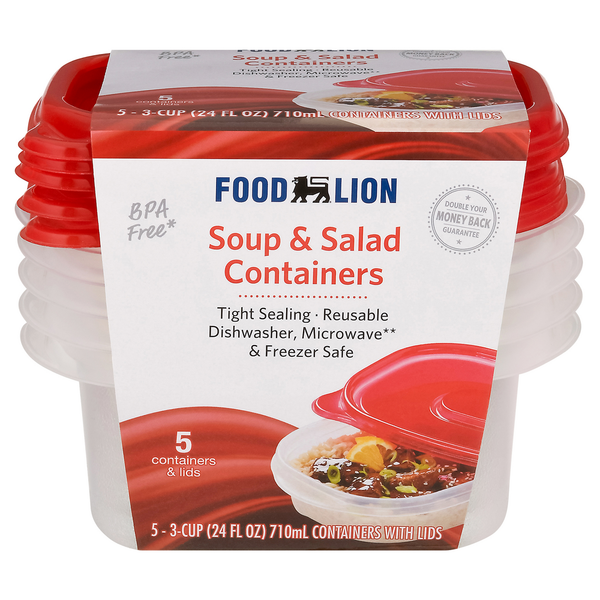 Food Wraps & Storage Food Lion Containers, Soup & Salad, 3 Cups hero