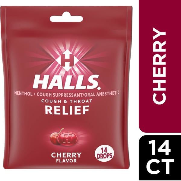 Cold, Flu & Allergy Halls Relief Cherry Cough Drops hero