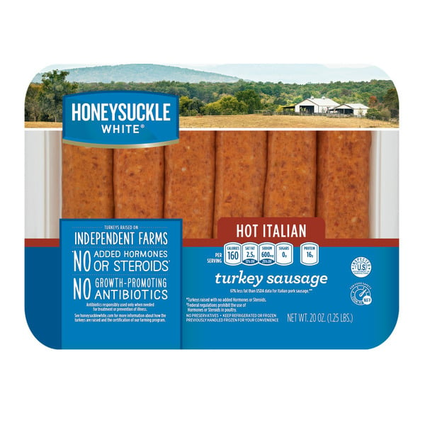 Hot Dogs, Bacon & Sausage Honeysuckle White® Hot Italian Turkey Sausage 6 Count Tray hero