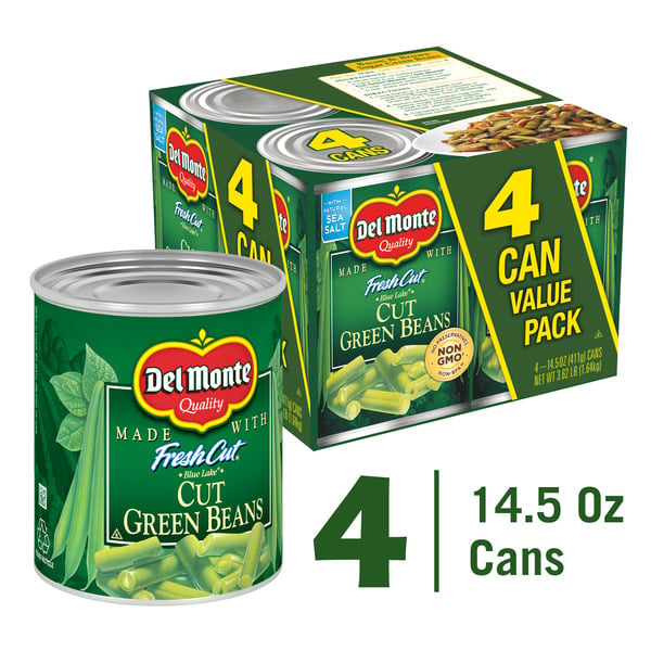 Canned & Jarred Vegetables Del Monte Green Beans, Cut, Blue Lake, 4 Can Value Pack hero