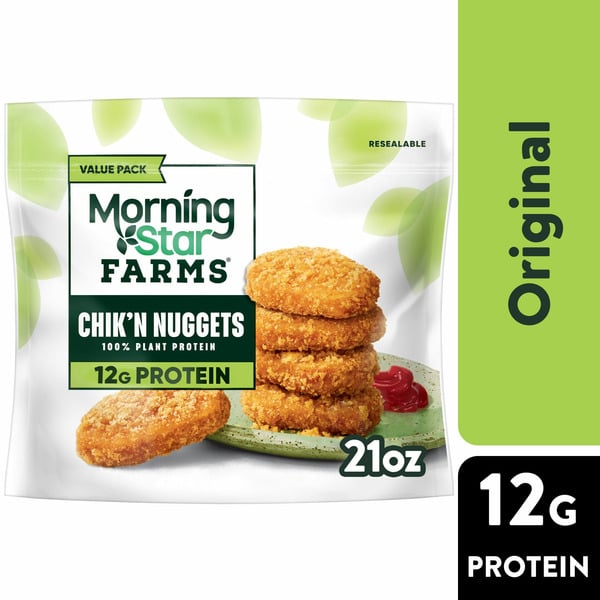 Vegetables, Vegan, & Vegetarian Morning Star Farms Chik'n Nuggets, Vegan Plant Based Protein, Frozen Meal Starter, Original hero