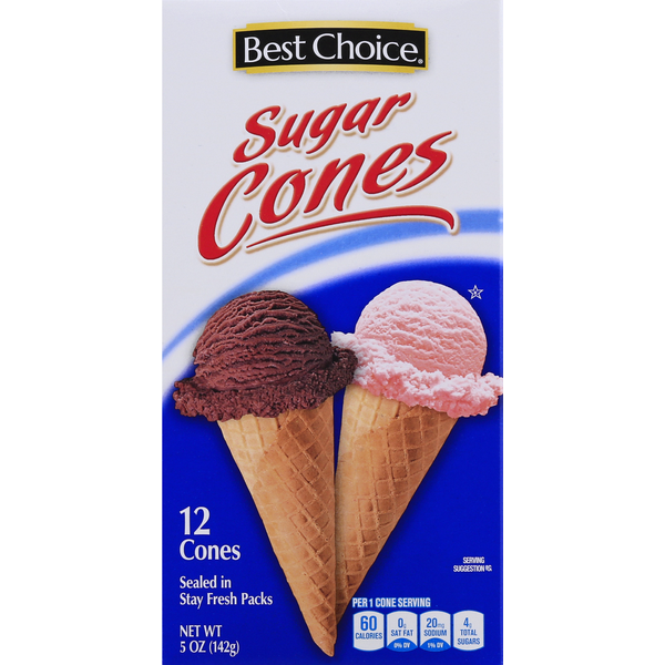 Ice Cream & Ice Best Choice Sugar Cones, 12 Pack hero