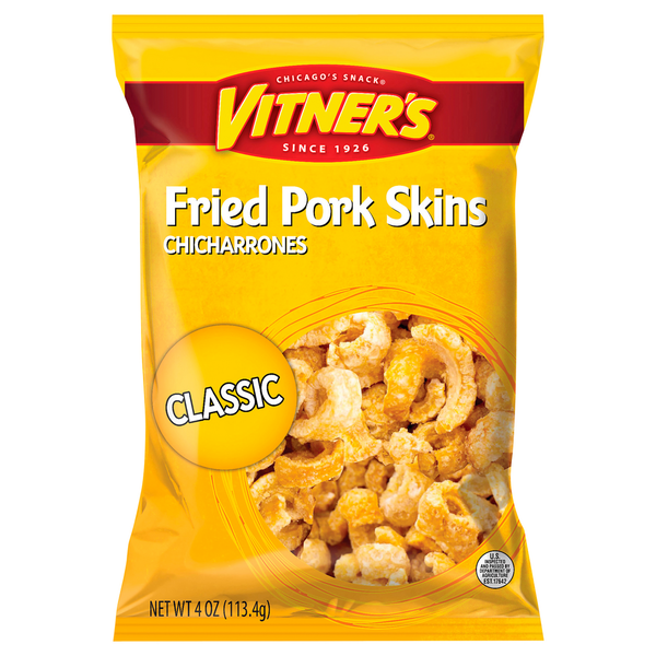 Popcorn & Jerky Vitner's Chicharrones, Fried Pork Skins, Classic hero