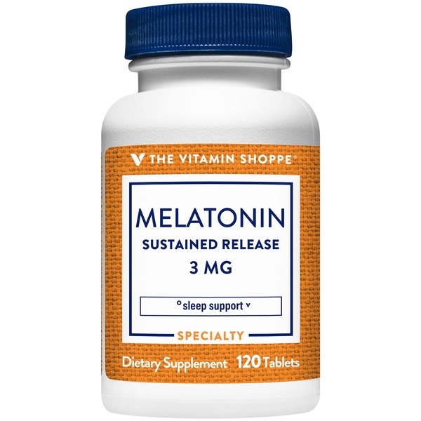 Sleep & Mood Support The Vitamin Shoppe Melatonin Sustained Release for Sleep - 3 MG (120 Tablets) hero