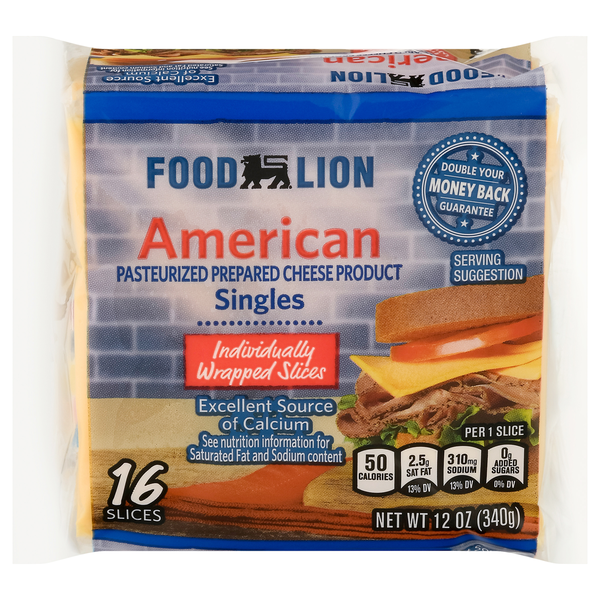 Packaged Cheese Food Lion Yellow American Singles Cheese Product hero