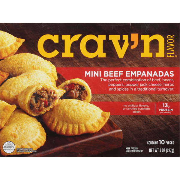 Frozen Meals Crav'n Flavor Empanadas, Beef, Mini hero