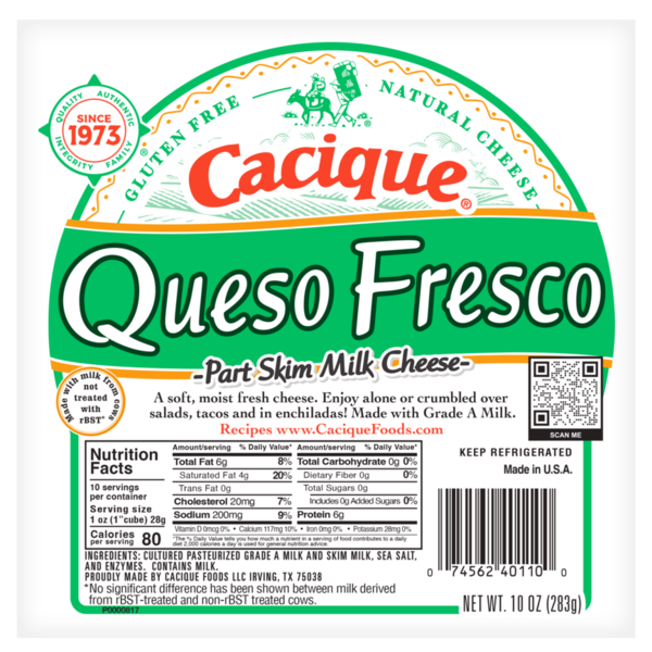 Packaged Cheese Cacique Cheese, Queso Fresco, Part Skim Milk hero