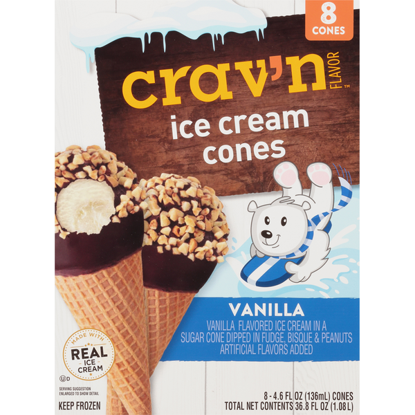 Ice Cream & Ice Crav'n Flavor Ice Cream Cones, Vanilla hero