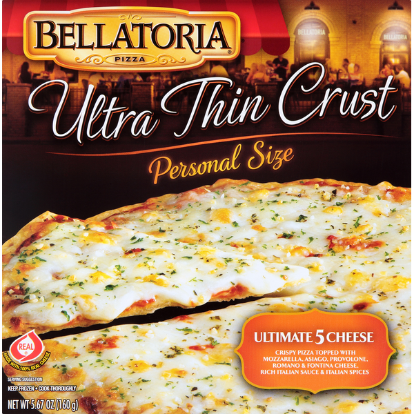 Frozen Pizza Bellatoria Pizza, Ultra Thin Crust, Ultimate 5 Cheese, Personal Size hero