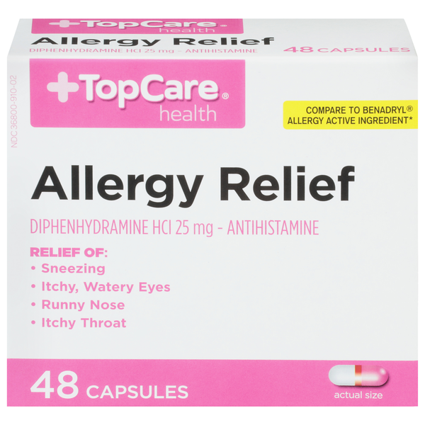 Cold, Flu & Allergy TopCare Allergy Relief, 25 mg, Capsules hero