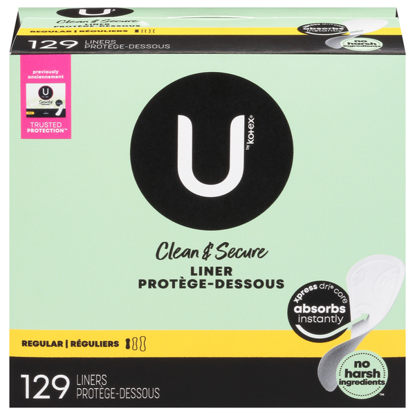 Feminine Care Kotex Clean & Secure Panty Liners, Light Absorbency, Regular Length hero