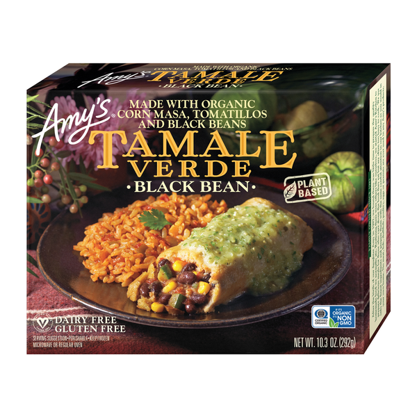 Frozen Meals Amy's Kitchen Black Bean Tamale Verde hero