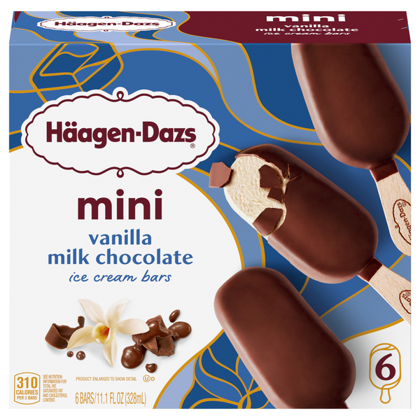 Ice Cream & Ice Haagen-Dazs Ice Cream Bars, Vanilla Milk Chocolate, Mini hero