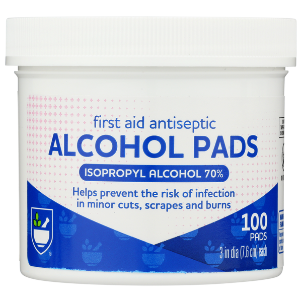 First Aid Rite Aid 70% Isopropyl Alcohol Pads, 100 Count hero