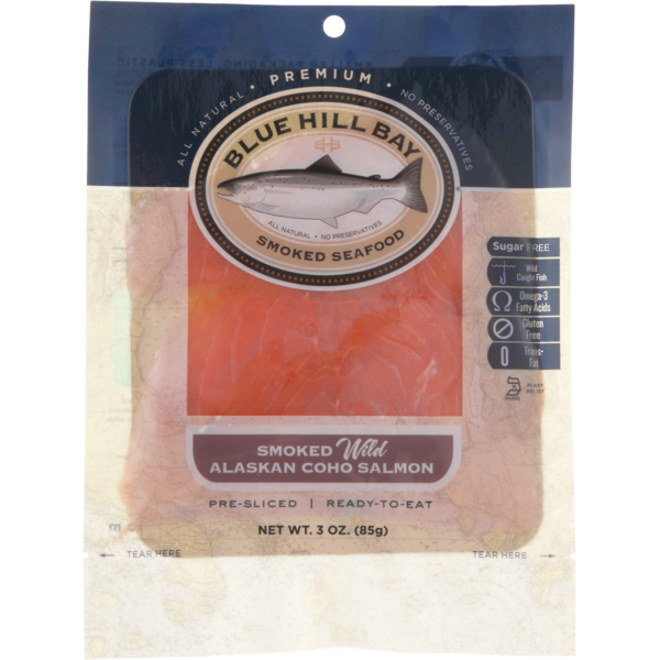 Packaged Seafood Blue Hill Bay Smoked Wild Alaskan Coho Salmon hero