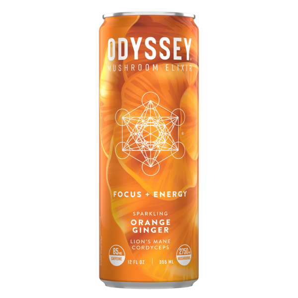 Energy & Sports Drinks Odyssey Mushroom Elixir Sparkling, Energy + Focus, Orange Ginger hero