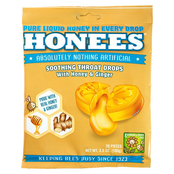 Cold, Flu & Allergy Honees Honey Ginger Drops hero