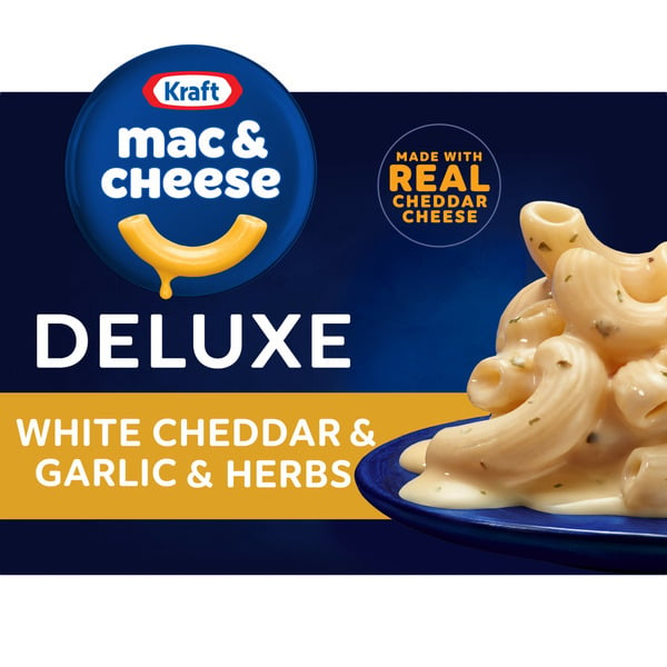 Instant Foods Kraft White Cheddar & Garlic & Herbs Mac & Cheese Macaroni and Cheese Dinner hero