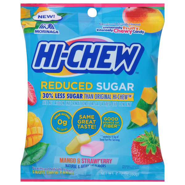 Candy & Chocolate Hi-Chew Fruit Chew Candy, Reduced Sugar, Mango & Strawberry hero