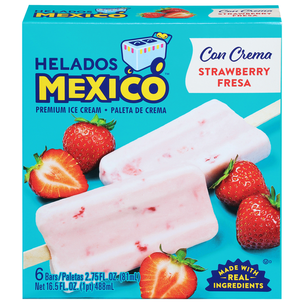 Ice Cream & Ice Helados Mexico Ice Cream Bars, Premium, Strawberry hero