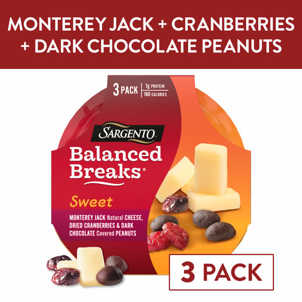 Trail Mix & Snack Mix Sargento Balanced Breaks, Monterey Jack, Cranberries, Peanuts, Sweet, 3 Pack hero