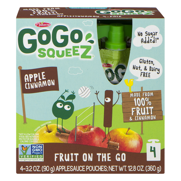 Canned Fruit & Applesauce GoGo Squeez Apple Sauce, Cinnamon, 4 Pack hero