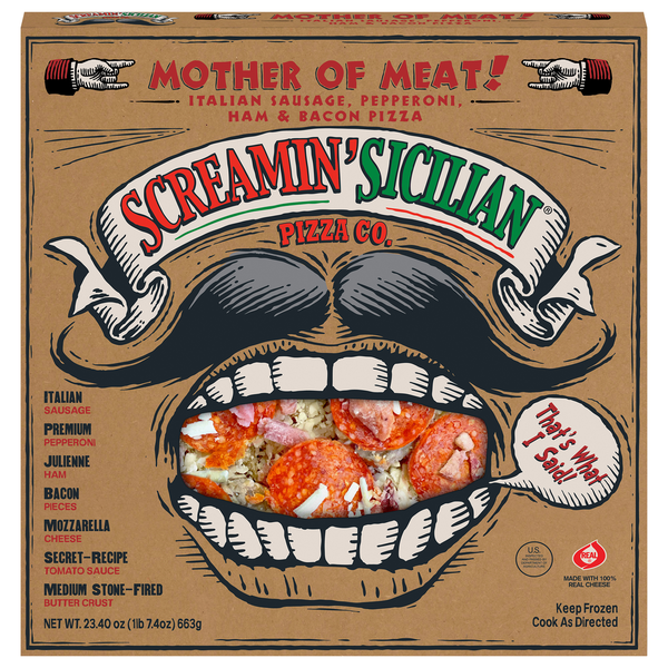 Frozen Pizza Screamin' Sicilian Pizza, Mother of Meat! hero