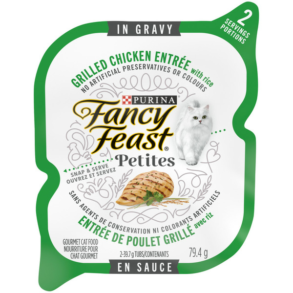 Cat Food & Care Fancy Feast Dishware Petites Grilled Chicken Entrée with Rice in Gravy hero