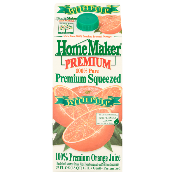 Juice & Nectars HomeMaker 100% Juice, Orange, Premium Squeezed hero