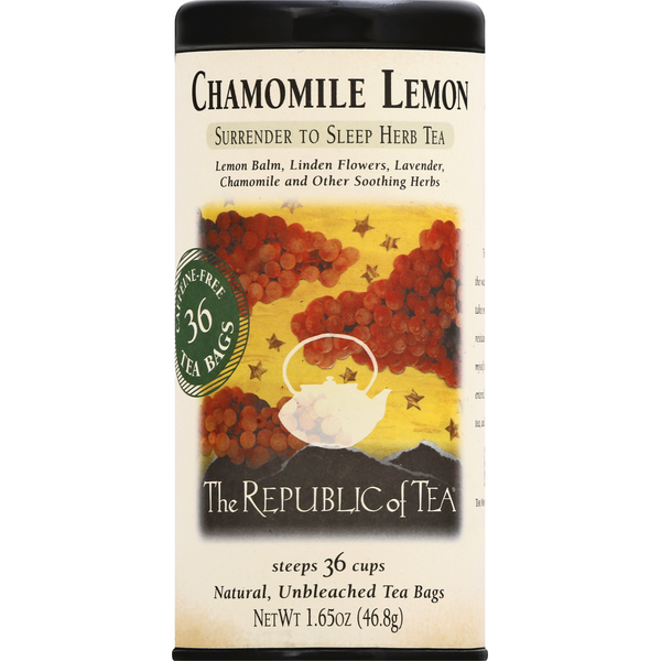 Tea The Republic of Tea Herb Tea, Chamomile Lemon, Bags hero