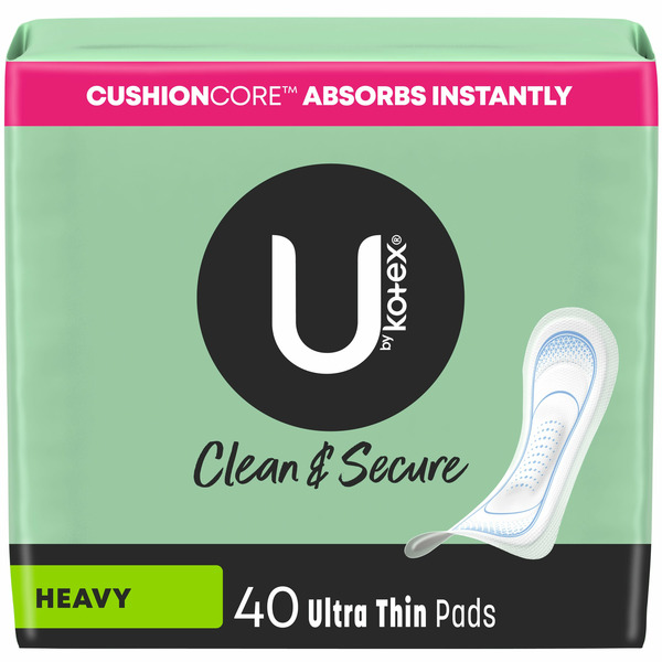 Feminine Care Kotex Clean & Secure Ultra Thin Pads, Heavy Absorbency, Long Length hero