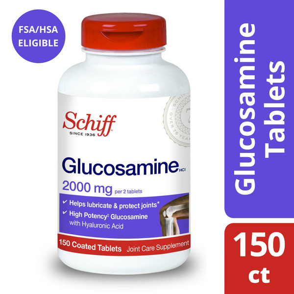 Vitamins & Supplements Schiff Glucosamine 2000mg Tablets, With Hyaluronic Acid, Joint Care Supplement hero