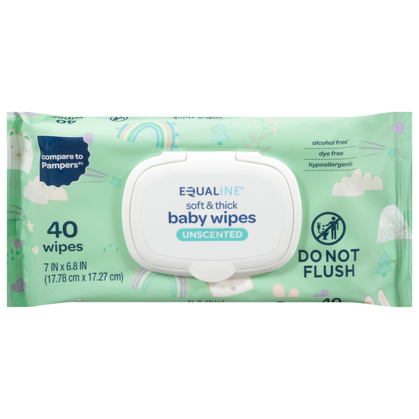 Diapers & Wipes Equaline Baby Wipes, Soft & Thick, Unscented hero