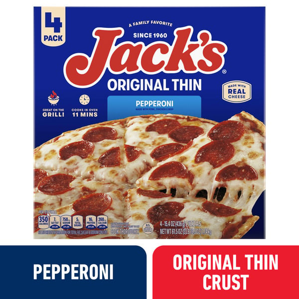 Frozen Pizza Jack's Original Thin Crust Pepperoni Frozen Pizza hero