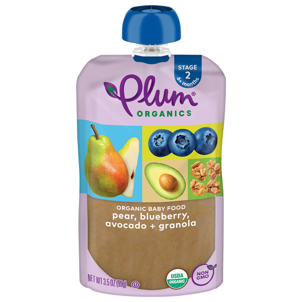 Baby Food & Formula Plum Organics Stage 2 Organic Pear, Blueberry, Avocado & Granola hero