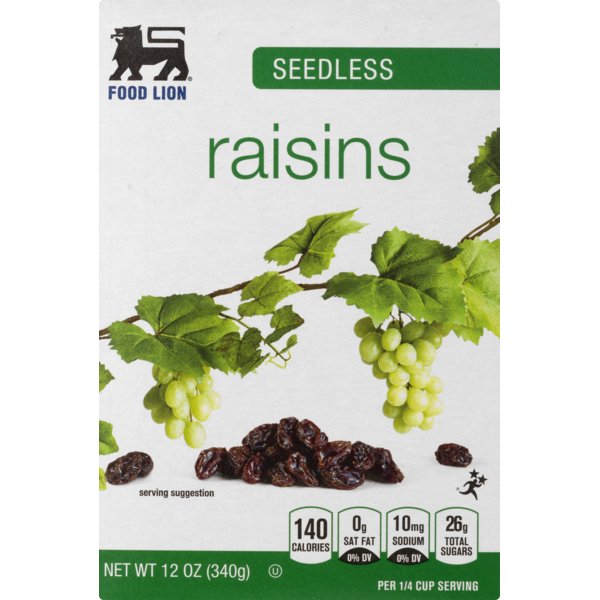 Canned Fruit & Applesauce Food Lion Raisins, Seedless, Box hero