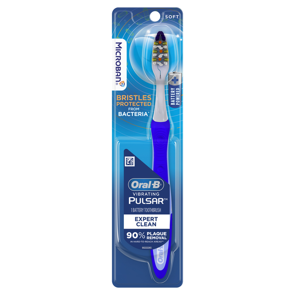 Oral Hygiene Oral-B Vibrating Pulsar Battery Toothbrush w/Microban, Plaque Remover for Teeth, Soft hero