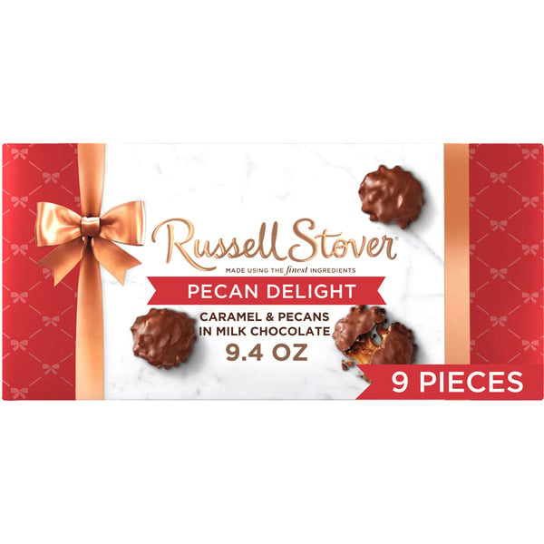 Russell Stover Pecan Delights Milk Chocolate Gift Box, 8.1 oz. (9 pieces) hero