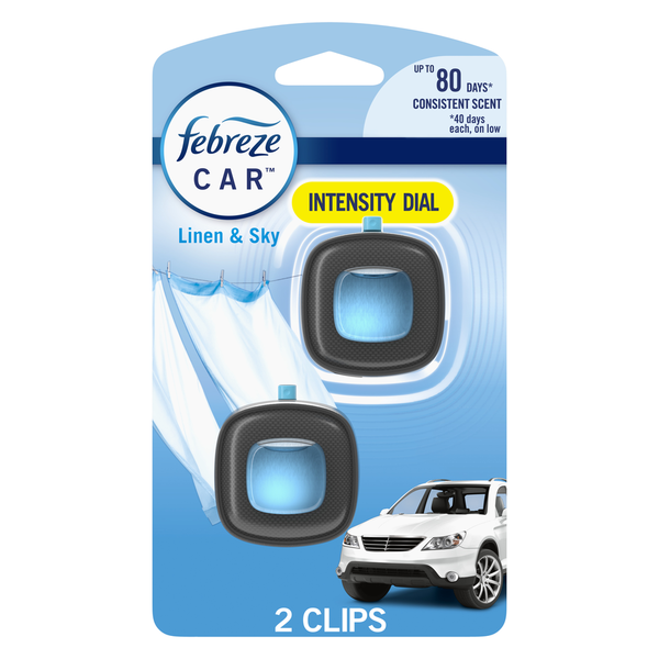 Air Fresheners & Candles Febreze Car Air Freshener Odor-Fighting Automotive Vent Clip, Linen & Sky Scent hero