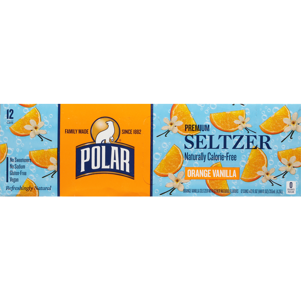 Water, Seltzer & Sparkling Water Polar Seltzer, Orange Vanilla, Premium hero