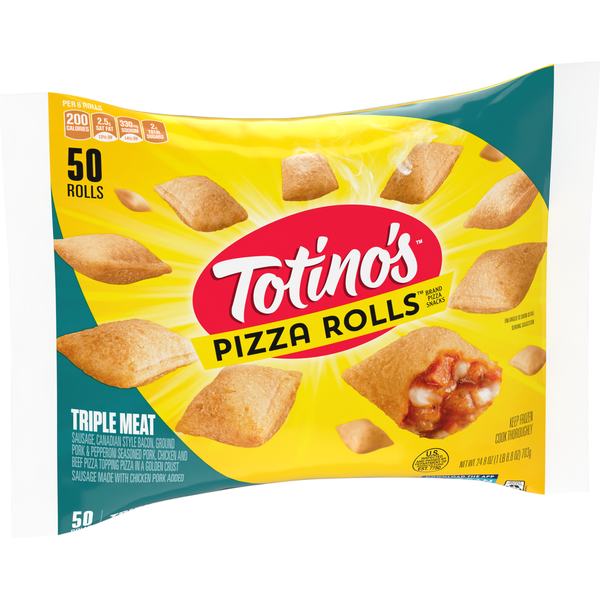 Frozen Appetizers & Sides Totino's Pizza Rolls Triple Meat Flavored Frozen Snacks hero