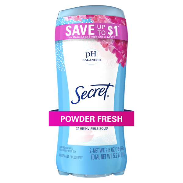 Deodorants Secret Invisible Solid Antiperspirant and Deodorant, Powder Fresh, Twin Pack hero