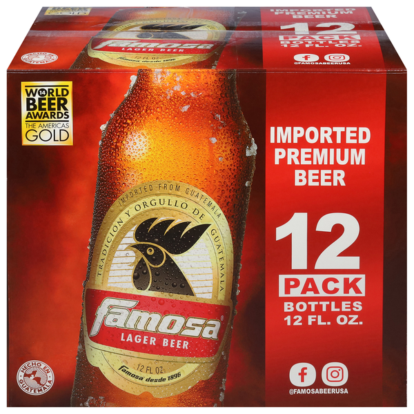 Beers & Coolers Famosa Beer, Lager, 12 Pack hero