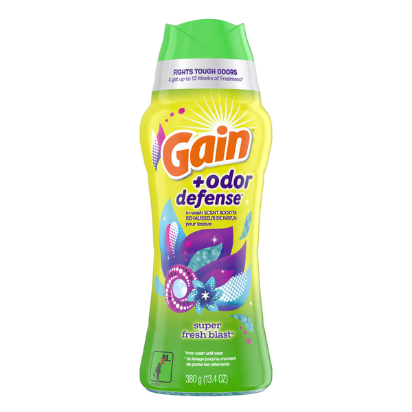 Gain Odor Defense In-Wash Scent Booster, Super Fresh Blast hero